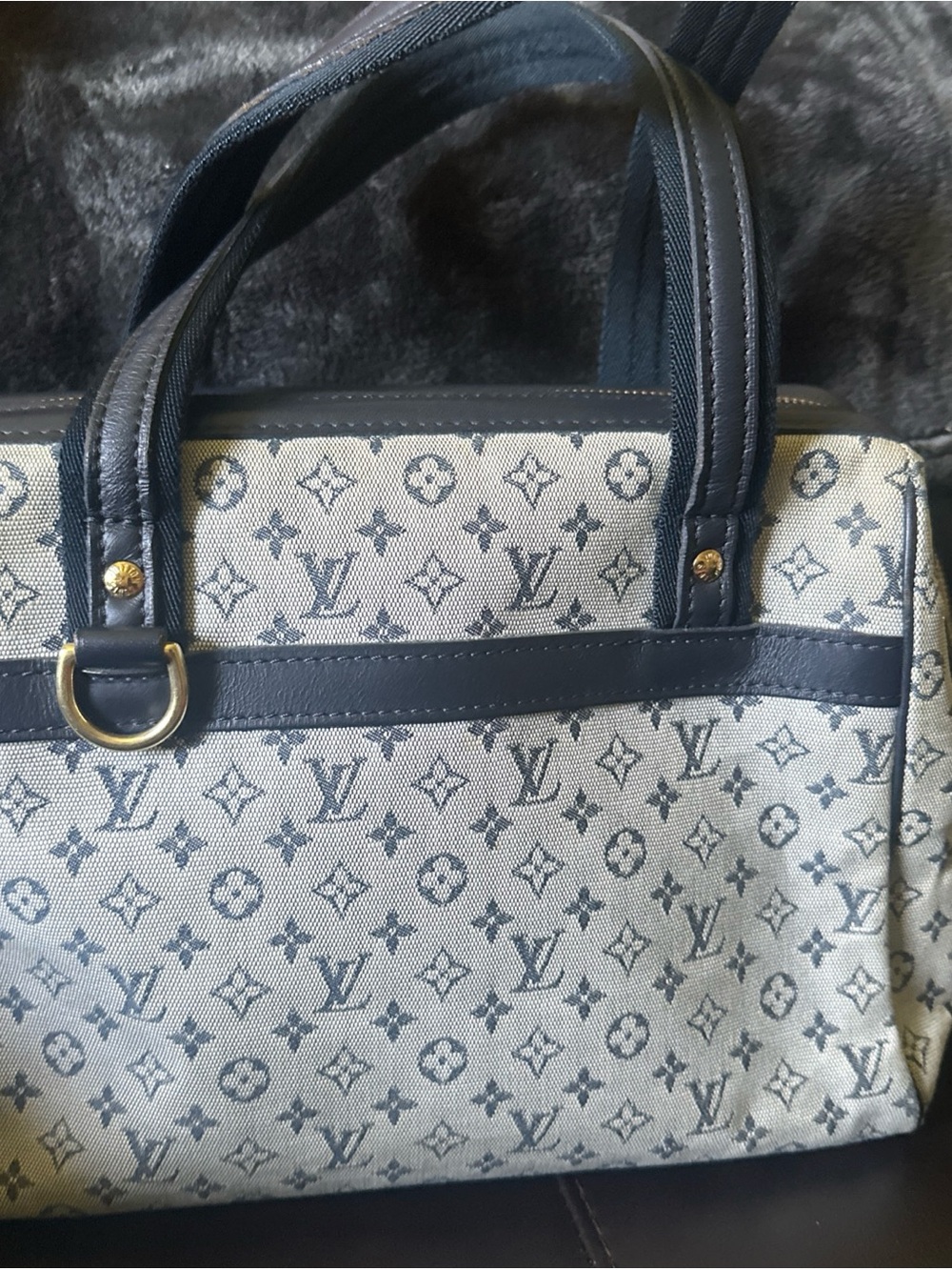 Louis Vuitton Josephine Mini Lin Blue/Gray Monogram Canvas Handbag